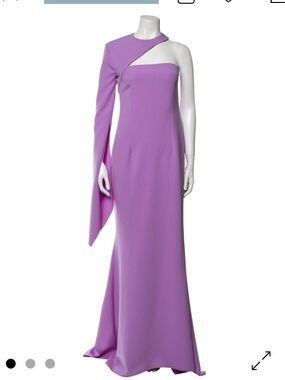Safiyaa Lilac One-Shoulder Long Sleeve Evening Gown